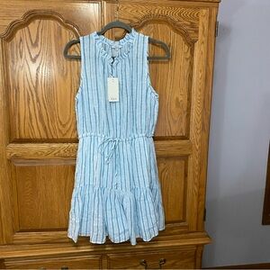 Rails Womens Albany Cambria Stripe Dress Blue White Sz M NWT Coastal Linen Blend